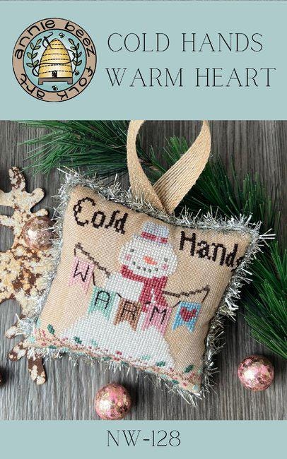 ANNIE BEEZ Folk Art "Cold Hands Warm Heart" Counted Cross Stitch Pattern, Chart, Needlework, Pattern Only