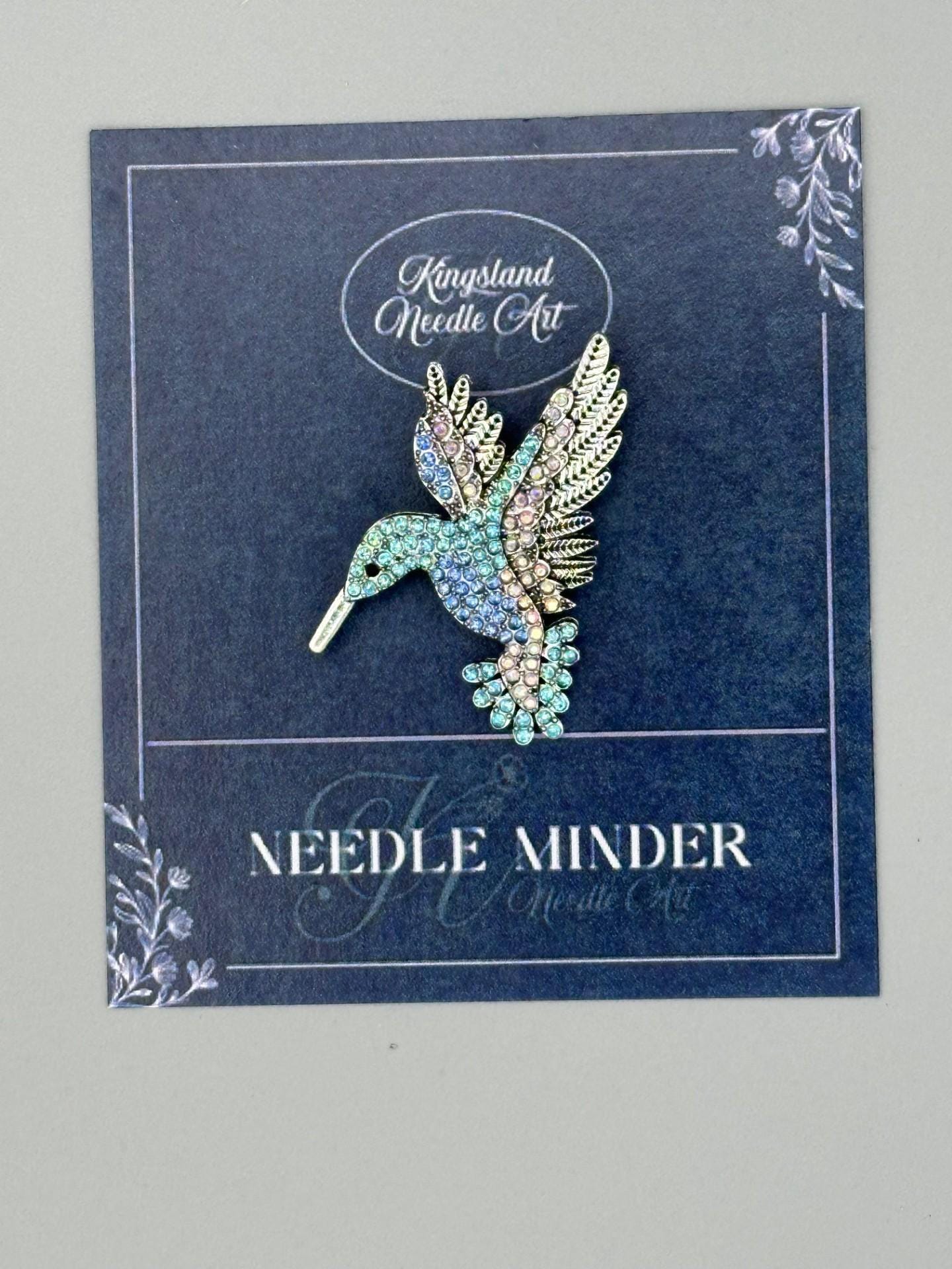 KINGSLAND NEEDLE MINDER ~ Hummingbird Needle Minder, Needle Dock, Enamel & Rhinestone, Magnet Needle Garage, Needleminder