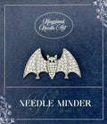 KINGSLAND NEEDLE MINDER ~ Halloween Bat Needle Minder, Silver Tone, Needle Dock, Enamel and Rhinestone, Magnet Needle Garage, Needleminder