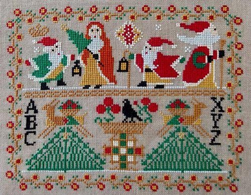 TWIN PEAK PRIMITIVES "A Little Merry Christmas" Counted Cross Stitch Pattern, Holidays, Winter, Pattern Only