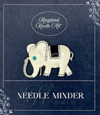 KINGSLAND NEEDLE MINDER ~ White Elephant Needle Minder, Needle Dock, Sparkling Rhinestones, Enamel Magnet, Needle Garage, Needleminder