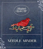 KINGSLAND NEEDLE MINDER ~ Red Bird and Holly Needle Minder, Needle Dock, Needle Nanny, Magnet, Needle Garage, Needleminder