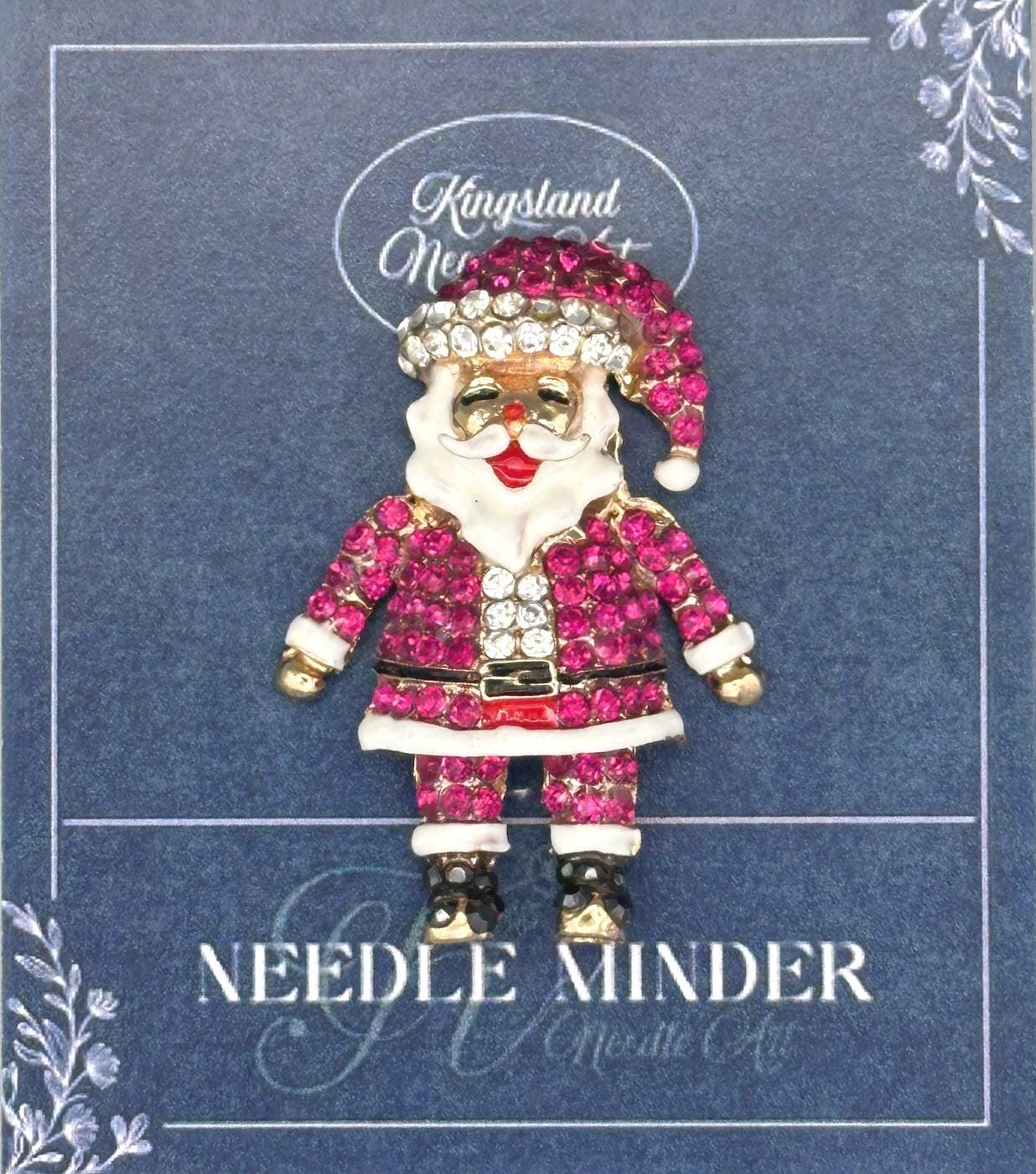 KINGSLAND NEEDLE MINDER ~ Magenta Santa Needle Minder, Needle Dock, Needle Nanny, Crystal Enamel Magnet, Needle Garage, Needleminder