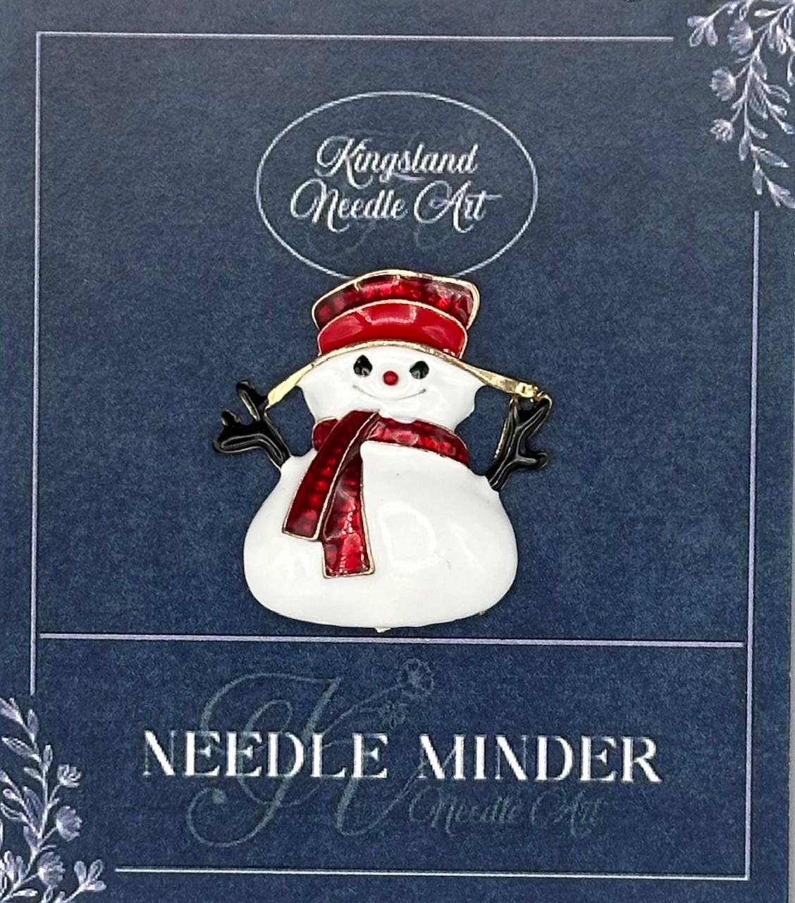 KINGSLAND NEEDLE MINDER ~ Red Scarf Snowman Needle Minder, Needle Dock, Needle Nanny, Enamel Magnet, Needle Garage, Needleminder