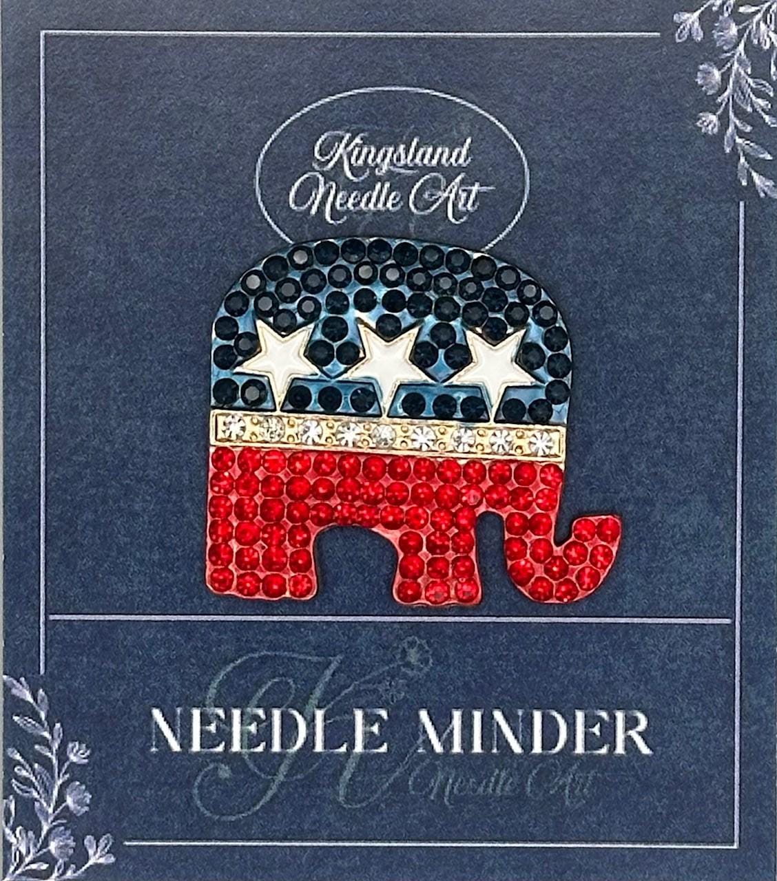 KINGSLAND NEEDLE MINDER ~ Elephant Needle Minder, Needle Dock, Needle Nanny, Crystal Enamel Magnet, Needle Garage, Needleminder