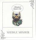 KINGSLAND NEEDLE MINDER ~ Blue & Green Owl Needle Minder, Needle Dock, Swarovski Crystal Enamel Magnet, Needle Garage, Needleminder