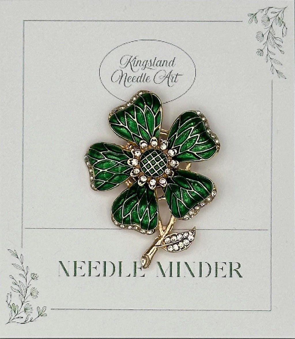 KINGSLAND NEEDLE MINDER ~ Green Flower Needle Minder, 1.5" Diameter, Needle Dock, Canvas Magnet, Needle Garage, Needleminder