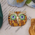 BROOCH ~ Vintage-Style Owl Enamel & Crystal Brooch ~ Gold Tone ~ Jewelry, Holidays, Great Gift Idea, Pin