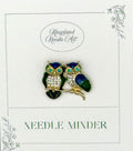 KINGSLAND NEEDLE MINDER ~ Pair of Owls Needle Minder, Needle Dock, Swarovski Crystal Enamel Magnet, Needle Garage, Needleminder