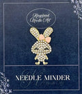 KINGSLAND NEEDLE MINDER ~ Pink Bow Bunny Rabbit Needle Minder, Needle Dock, Swarovski Crystal Enamel Magnet, Needle Garage, Needleminder
