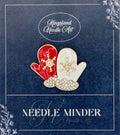 KINGSLAND NEEDLE MINDER ~ Red & White Mittens Needle Minder, Needle Dock, Swarovski Crystal Enamel Magnet, Needle Garage, Needleminder