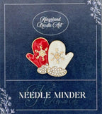 KINGSLAND NEEDLE MINDER ~ Red & White Mittens Needle Minder, Needle Dock, Swarovski Crystal Enamel Magnet, Needle Garage, Needleminder