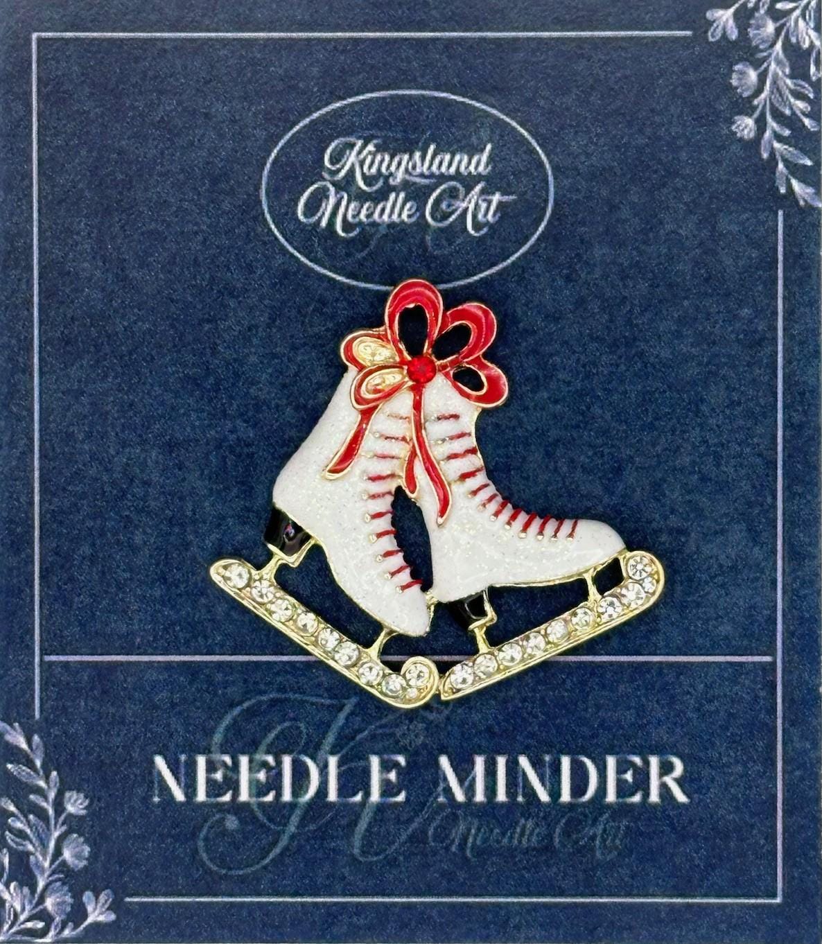 KINGSLAND NEEDLE MINDER ~ Skates Needle Minder, Needle Dock, Swarovski Crystal Enamel Magnet, Needle Garage, Needleminder