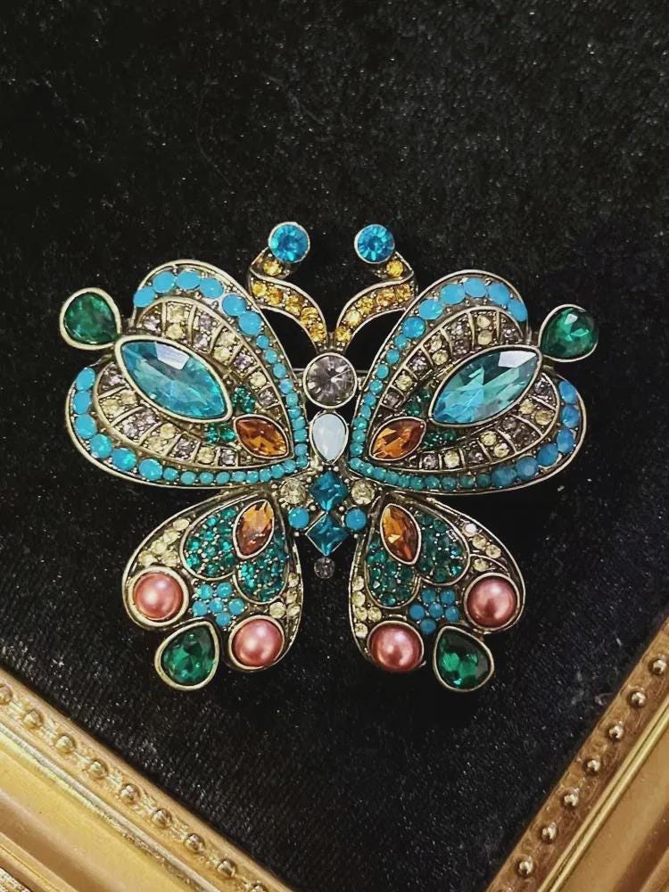 BROOCH ~ Blue Butterfly Crystal Brooch ~ Gold Tone ~ Jewelry, Holidays, Great Gift Idea, Pin