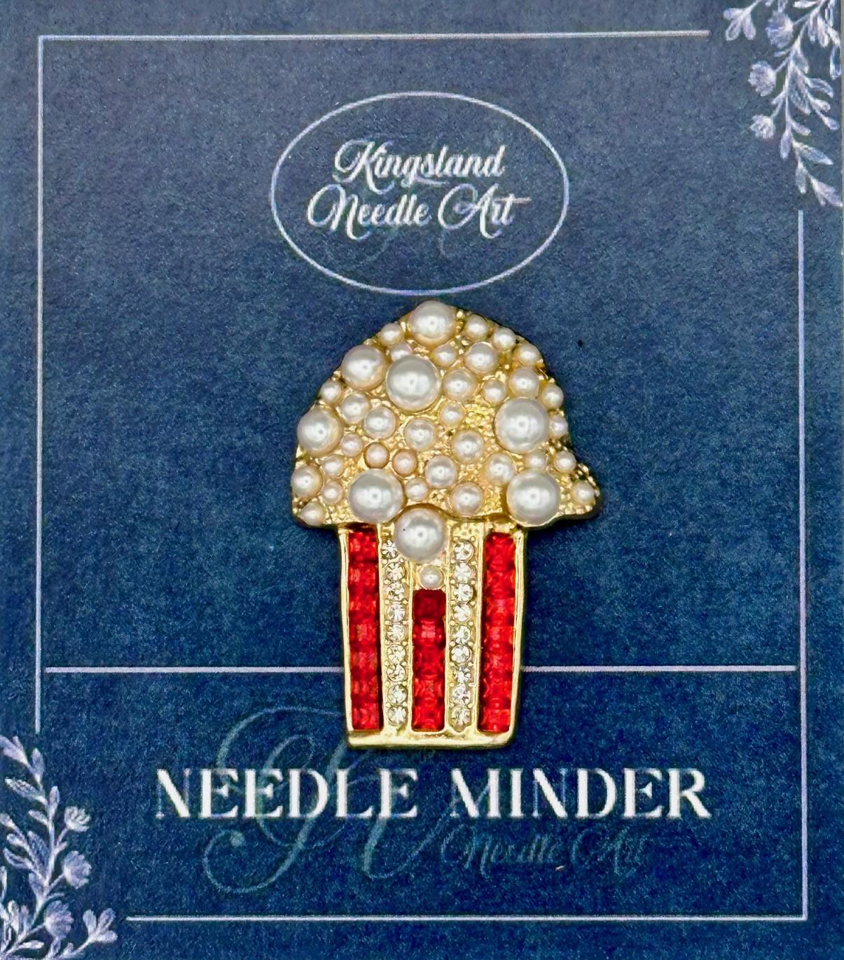 KINGSLAND NEEDLE MINDER ~ Popcorn Needle Minder, Needle Dock, Swarovski Crystal Pearl Enamel Magnet, Needle Garage, Needleminder