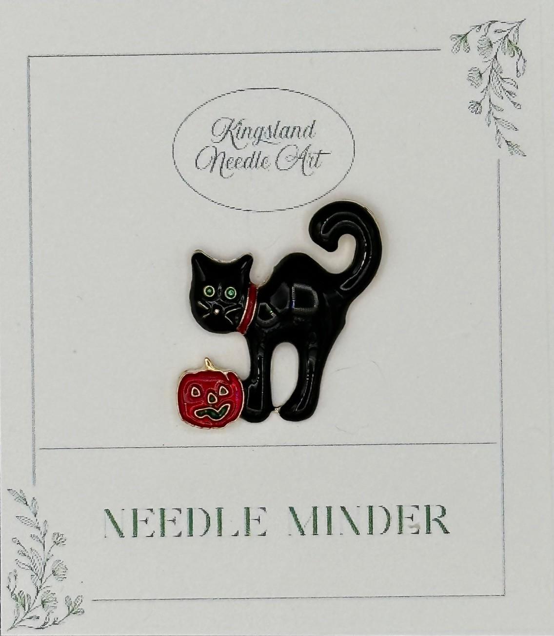 KINGSLAND NEEDLE MINDER ~ Black Cat Needle Minder, Needle Dock, Rhinestones Enamel Magnet, Needle Garage, Needleminder