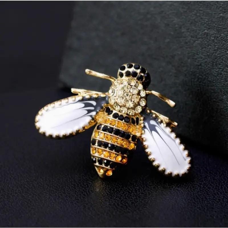 KINGSLAND NEEDLE MINDER ~ Orange & Black Bumble bee Needle Minder, Needle Dock, Enamel and Rhinestone, Magnet Needle Garage, Needleminder
