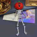 Pumpkin Skeleton Rhinestone Brooch ~ Halloween, Jewelry, Pin