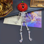 Pumpkin Skeleton Rhinestone Brooch ~ Halloween, Jewelry, Pin