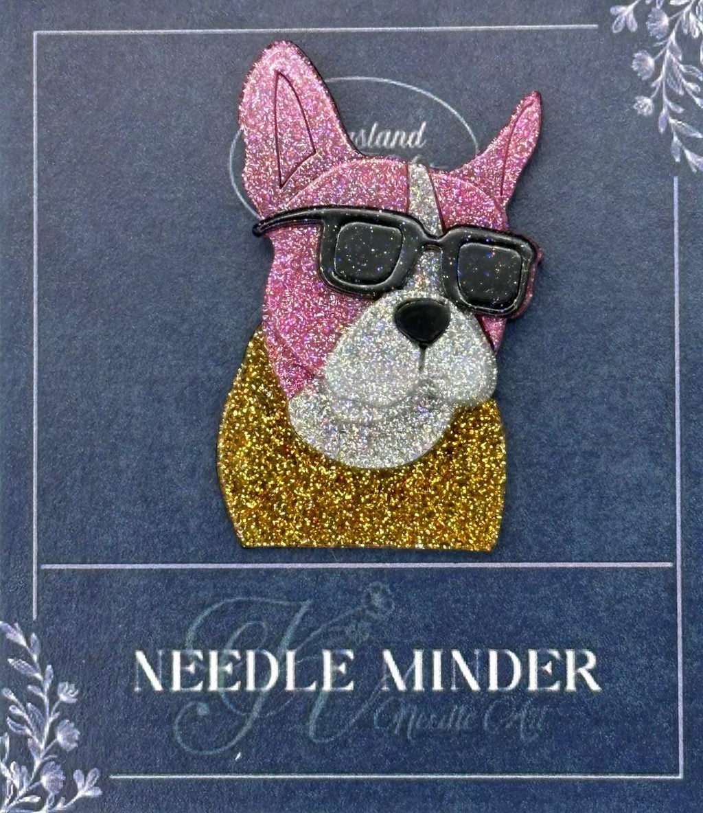 KINGSLAND NEEDLE MINDER ~ Sparkly Boxer Dog Acrylic Needle Minder, Needle Dock, Multi-Dimensional, Magnet, Needle Garage, Needleminder
