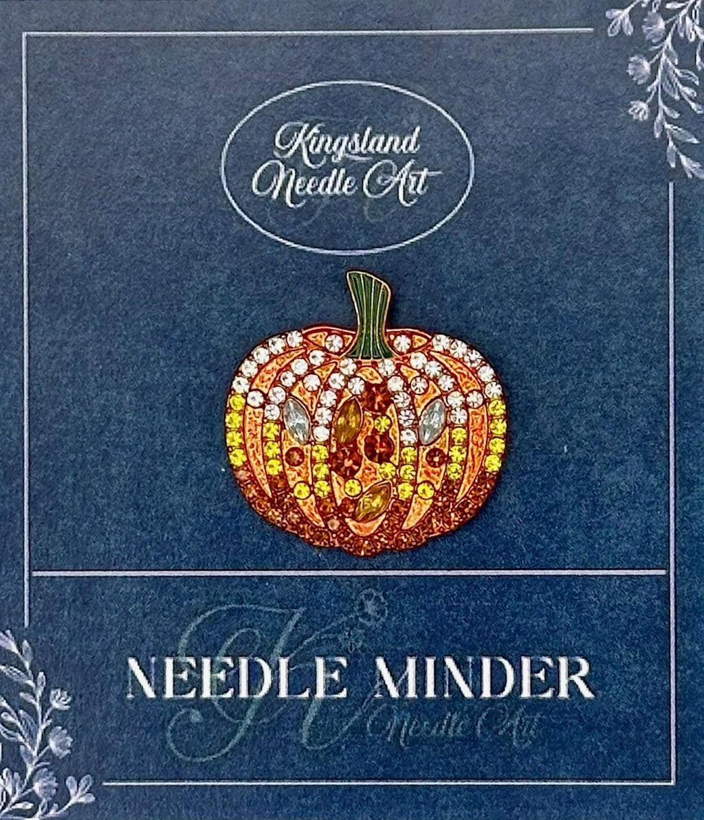 KINGSLAND NEEDLE MINDER ~ Fancy Pumpkin Needle Minder, Needle Dock, Swarovski Crystal Enamel Magnet, Needle Garage, Needleminder