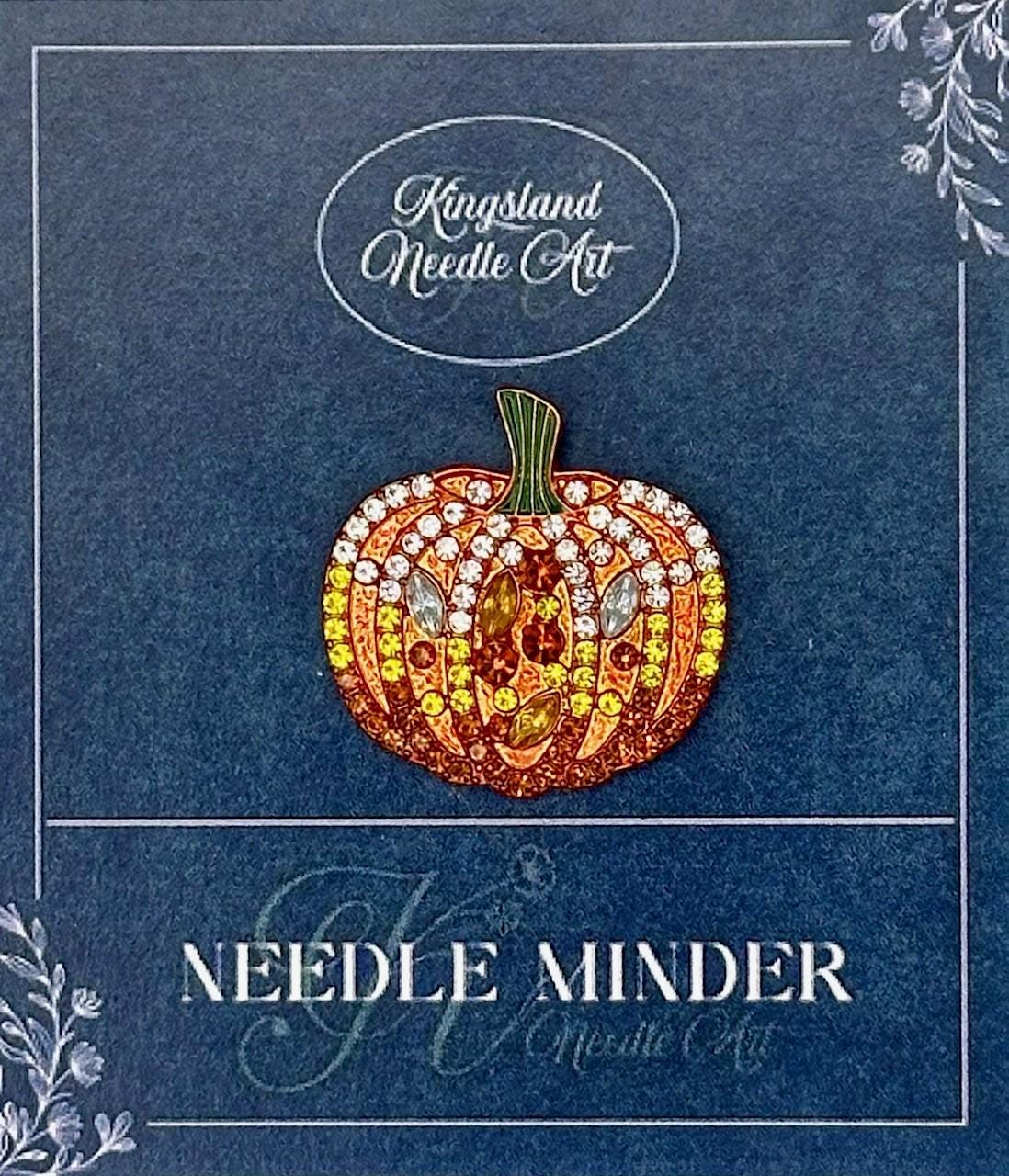 KINGSLAND NEEDLE MINDER ~ Fancy Pumpkin Needle Minder, Needle Dock, Swarovski Crystal Enamel Magnet, Needle Garage, Needleminder