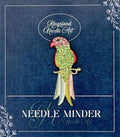 KINGSLAND NEEDLE MINDER ~ Pink & Green Parrot Needle Minder, Needle Dock, Swarovski Crystal Enamel Magnet, Needle Garage, Needleminder