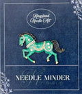 KINGSLAND NEEDLE MINDER ~ Green Horse Needle Minder, Needle Dock, Swarovski Crystal Enamel Magnet, Needle Garage, Needleminder