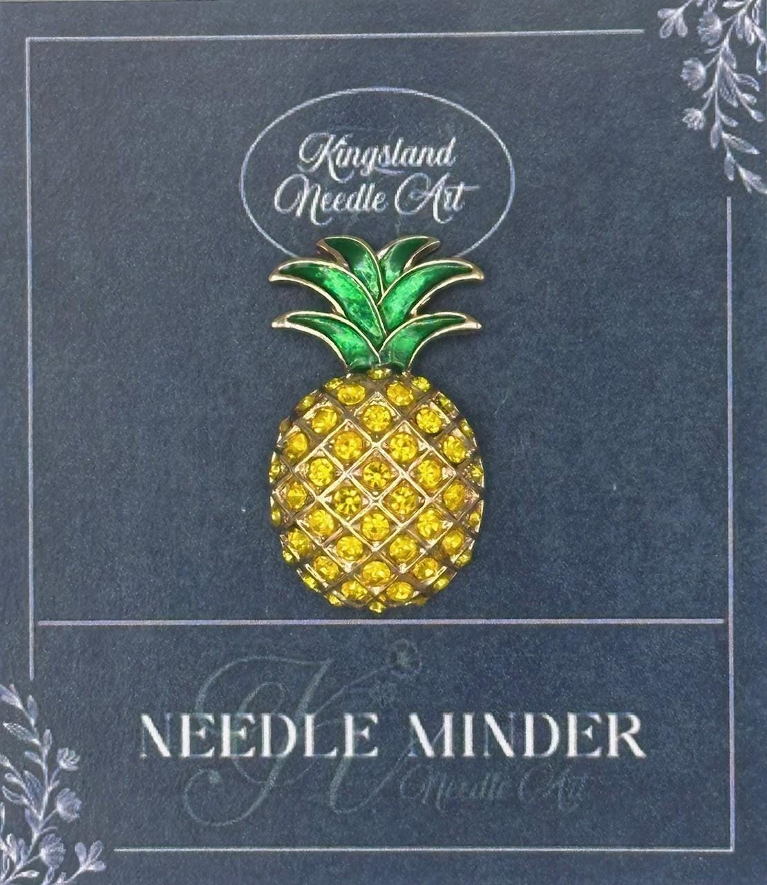 KINGSLAND NEEDLE MINDER ~ Pineapple Needle Minder, Needle Dock, Sparkling Rhinestones, Enamel Magnet, Needle Garage, Needleminder