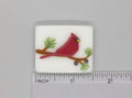BEAU VERRE ART "Cardinal With Pine Cones Fused Glass Needle Minder"  Magnet  Needleminder  One-of-a-Kind  Handcrafted by Kelly