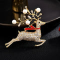 BROOCH ~ Deer with Pearls & Crystals Brooch ~ Jewelry, Holidays, Great Gift Idea, Pin