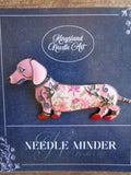 KINGSLAND NEEDLE MINDER ~ Pink Dog Dachshund Needle Minder, Needle Dock, Enamel, Magnet, Needle Garage, Needleminder