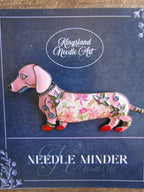 KINGSLAND NEEDLE MINDER ~ Pink Dog Dachshund Needle Minder, Needle Dock, Enamel, Magnet, Needle Garage, Needleminder