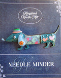 KINGSLAND NEEDLE MINDER ~ Blue Dog Dachshund Needle Minder, Needle Dock, Enamel, Magnet, Needle Garage, Needleminder
