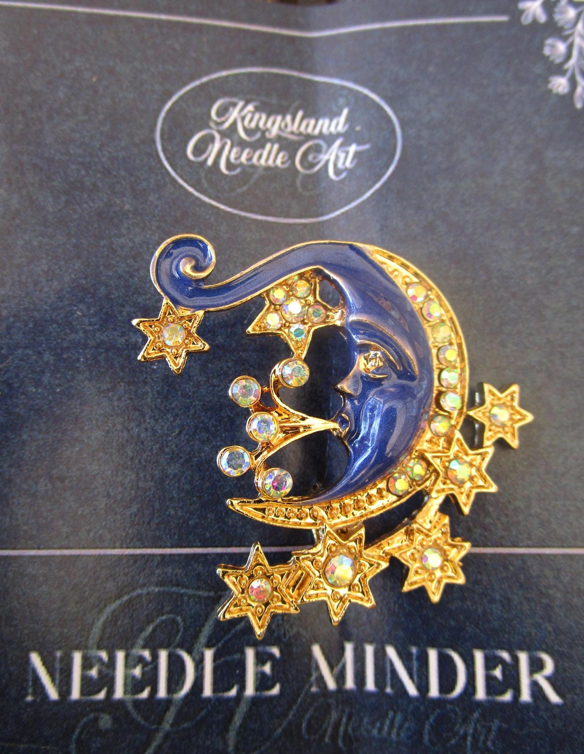 KINGSLAND NEEDLE MINDER ~ Blue Moon & Stars Family Needle Minder, Needle Dock, Swarovski Crystal Enamel Magnet, Needle Garage, Needleminder