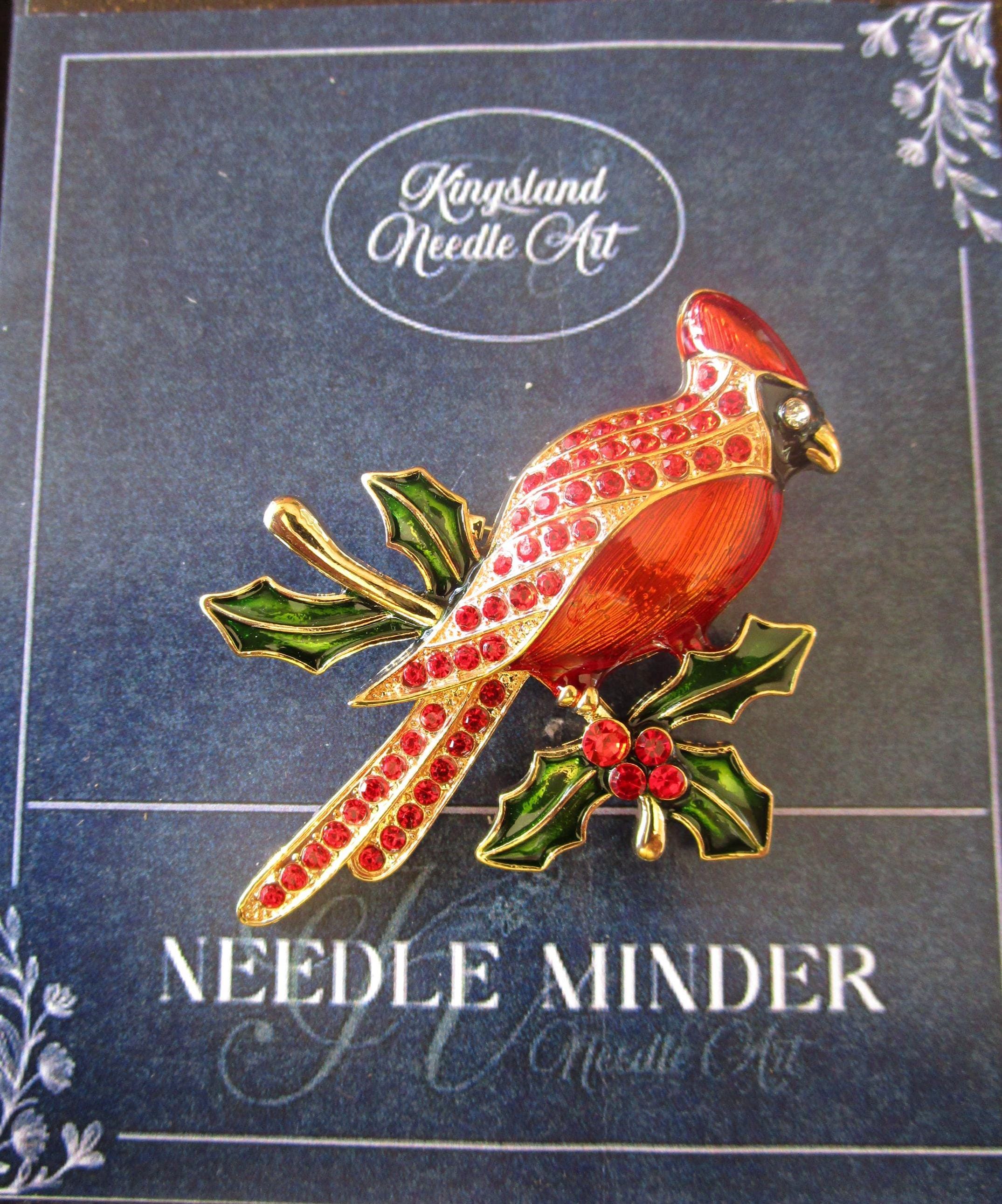 KINGSLAND NEEDLE MINDER ~ Red Christmas Cardinal Bird Needle Minder, Needle Dock, Needle Nanny, Magnet, Needle Garage, Needleminder