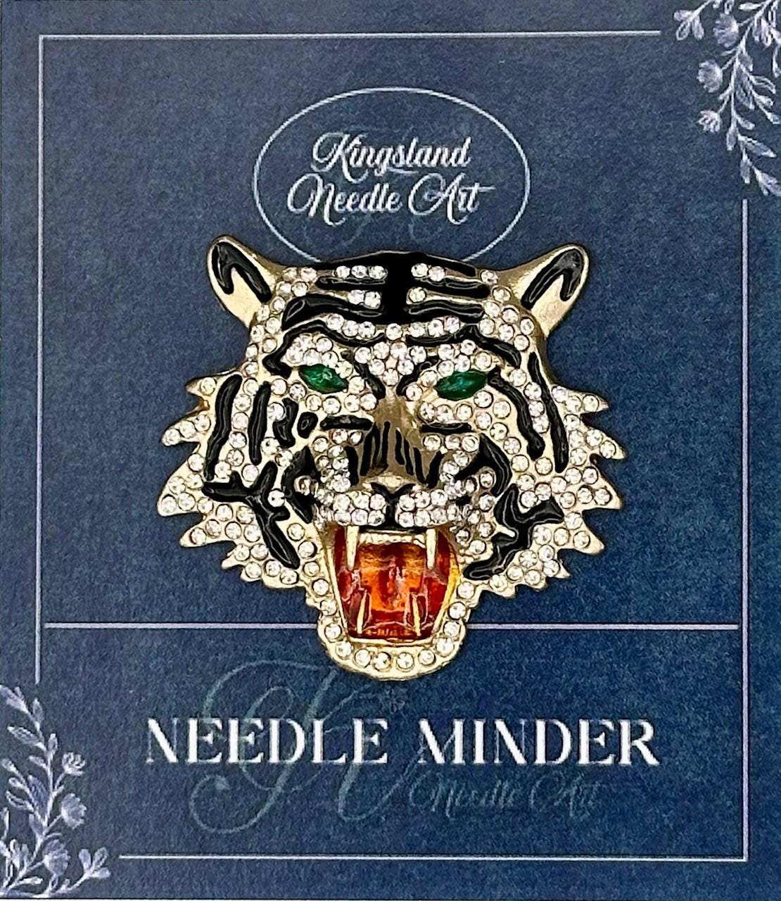 KINGSLAND NEEDLE MINDER ~ Tiger Needle Minder, Needle Dock, Sparkling Rhinestones, Enamel Magnet, Needle Garage, Needleminder
