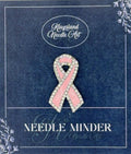 KINGSLAND NEEDLE MINDER ~ Crystal-Lined Pink Ribbon Breast Cancer Awareness Needle Minder, Needle Dock, Magnet Needle Garage, Needleminder