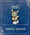 KINGSLAND NEEDLE MINDER ~ Green Eyed Cat Needle Minder, Needle Dock, Swarovski Crystal Enamel Magnet, Needle Garage, Needleminder