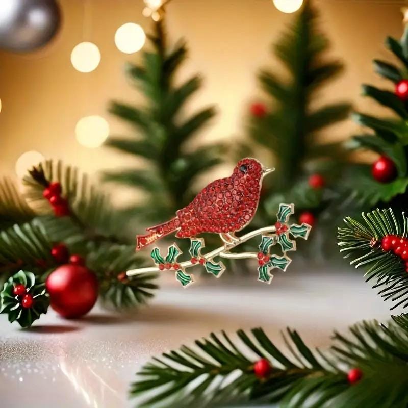 KINGSLAND NEEDLE MINDER ~ Red Bird and Holly Needle Minder, Needle Dock, Needle Nanny, Magnet, Needle Garage, Needleminder