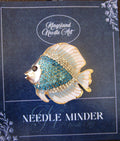 KINGSLAND NEEDLE MINDER ~ Teal & White Fish Needle Minder, Needle Dock, Swarovski Crystal Enamel Magnet, Needle Garage, Needleminder