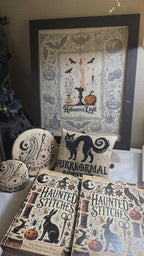 The PRIMITIVE HARE "Haunted Stitches Book" Counted Cross Stitch Pattern ~ 6 Halloween Patterns ~ Italy ~ Needlework Marketplace 2025