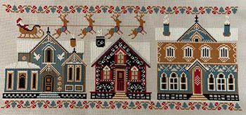 TWIN PEAK PRIMITIVES "Ornamented Christmas Houses" Counted Cross Stitch Pattern, Christmas, Winter, Pattern Only