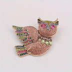 KINGSLAND NEEDLE MINDER ~ Elegant Owl Needle Minder, Needle Dock, Enamel & Rhinestone, Magnet Needle Garage, Needleminder