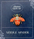 KINGSLAND NEEDLE MINDER ~ Orange Bumble bee Needle Minder, Gold Tone, Needle Dock, Enamel and Rhinestone, Magnet Needle Garage, Needleminder