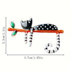 BROOCH ~ Black or White Cat on Branch Brooch ~ Jewelry, Holidays, Great Gift Idea, Pin