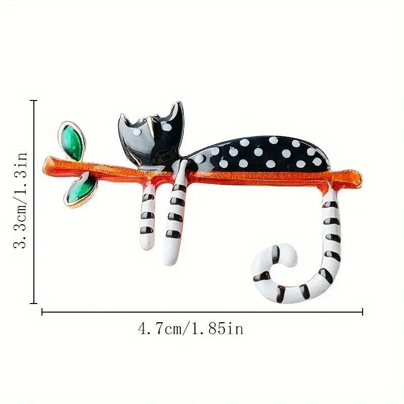 BROOCH ~ Black or White Cat on Branch Brooch ~ Jewelry, Holidays, Great Gift Idea, Pin