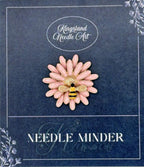 KINGSLAND NEEDLE MINDER ~ Pink Daisy Bee Needle Minder, Needle Dock, Enamel Magnet, Needle Garage, Needleminder