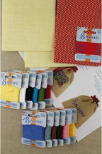 MAISON SAJOU Cross Stitch Drawstring Bag Kit ~ Girl Sewing Motif, Made in France