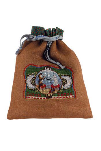 MAISON SAJOU Cross Stitch Drawstring Bag Kit ~ Cat and Dog Motif, Made in France